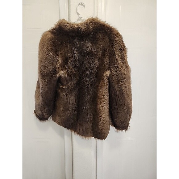 Westren Furs Long Haired BEAVER fur jacket Women's M/L dark brown - Picture 7 of 7
